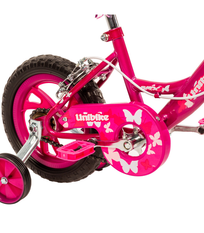 Foto 4 | Bicicleta Infantil Unibike Rodada 12 con Ruedas de Entrenamiento color Fucsia