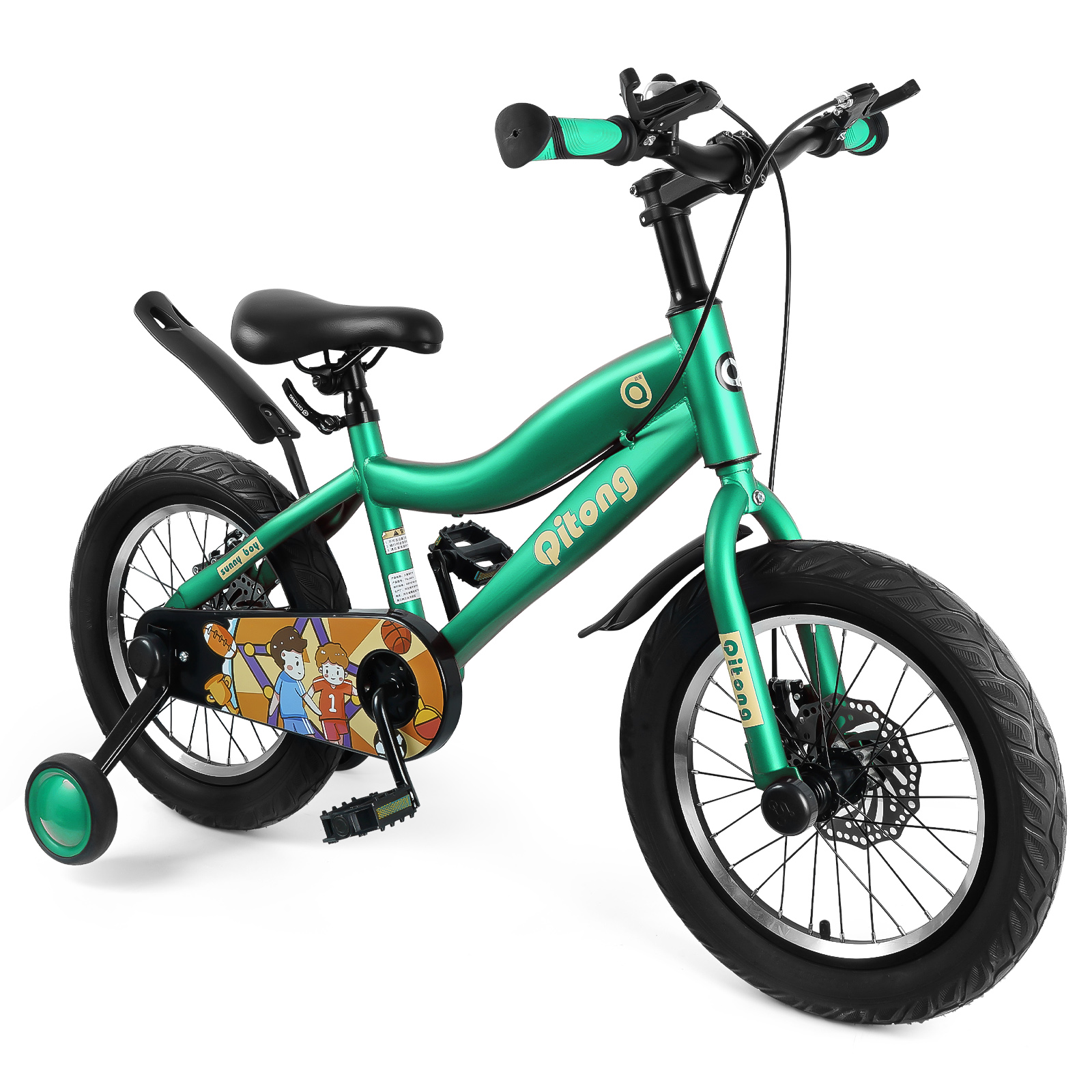 Bicicleta Infantil Ligera de 16 Pulgadas para Niños 2 en 1 con Llantas y Pedal Entrenador Generac S10118 color Verde