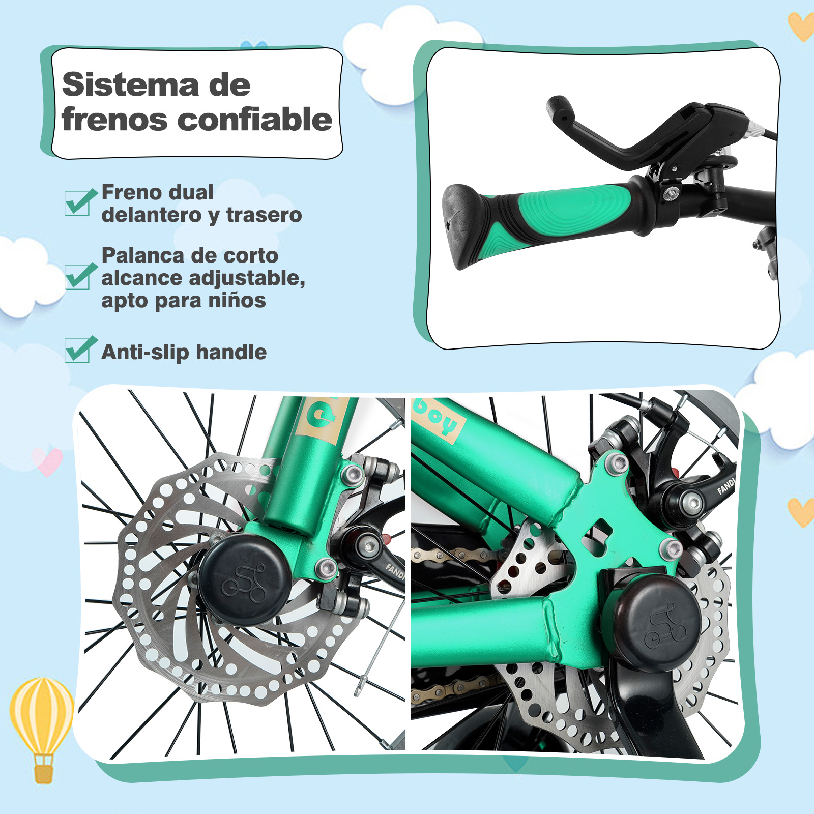 Foto 3 | Bicicleta Infantil Ligera de 16 Pulgadas para Niños 2 en 1 con Llantas y Pedal Entrenador Generac S10118 color Verde