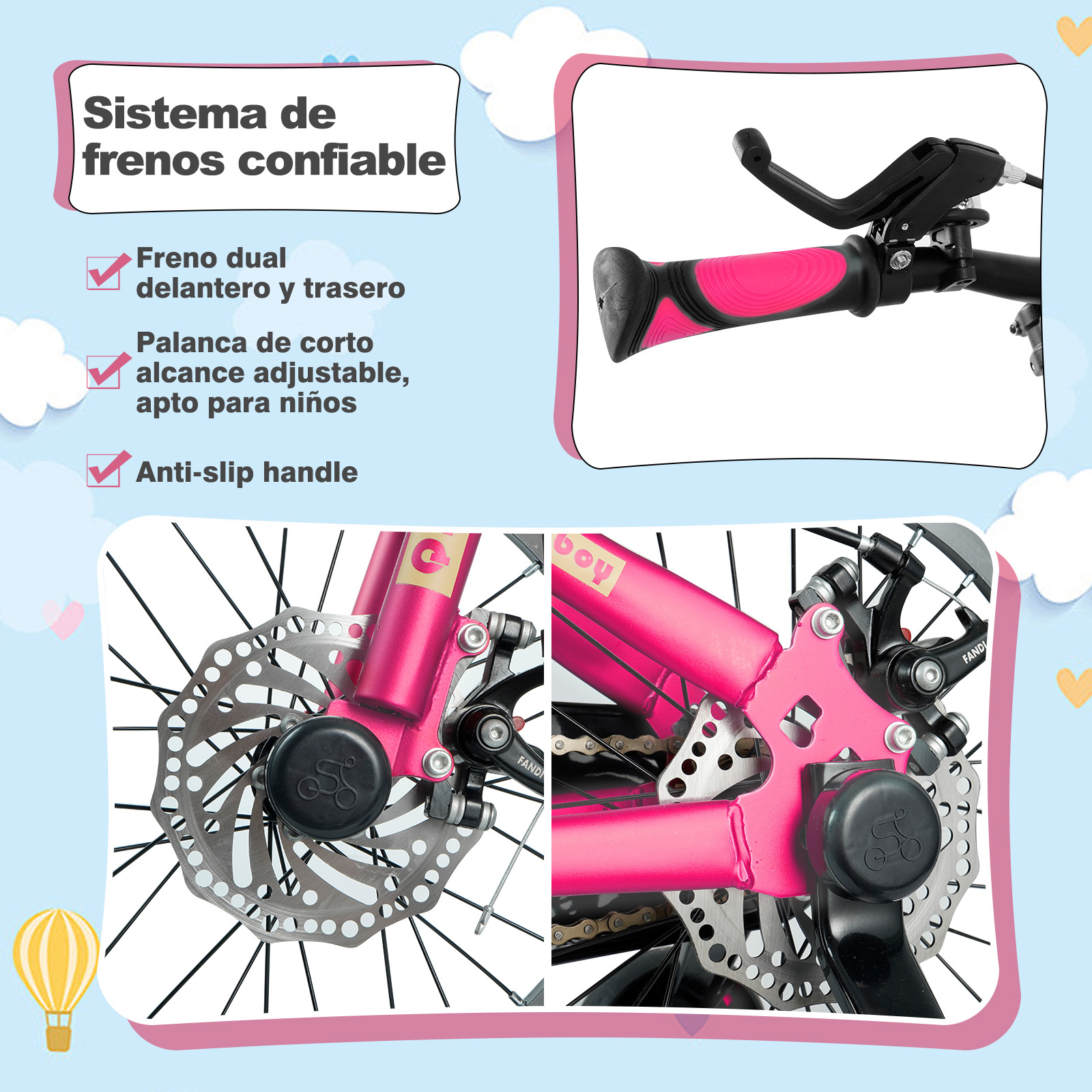 Foto 4 pulgar | Bicicleta Infantil Ligera de 16 Pulgadas para Niños 2 en 1 con Llantas y Pedal Entrenador Generac S10117 color Rosa