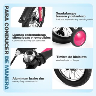 Foto 4 | Bicicleta Infantil Ligera de 16 Pulgadas para Niños 2 en 1 con Llantas y Pedal Entrenador Generac S10117 color Rosa