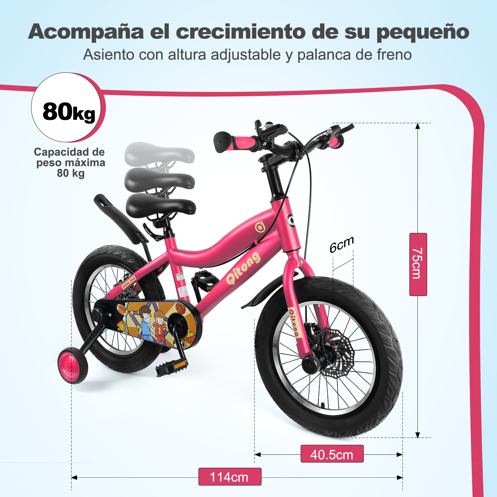 Foto 6 pulgar | Bicicleta Infantil Ligera de 16 Pulgadas para Niños 2 en 1 con Llantas y Pedal Entrenador Generac S10117 color Rosa