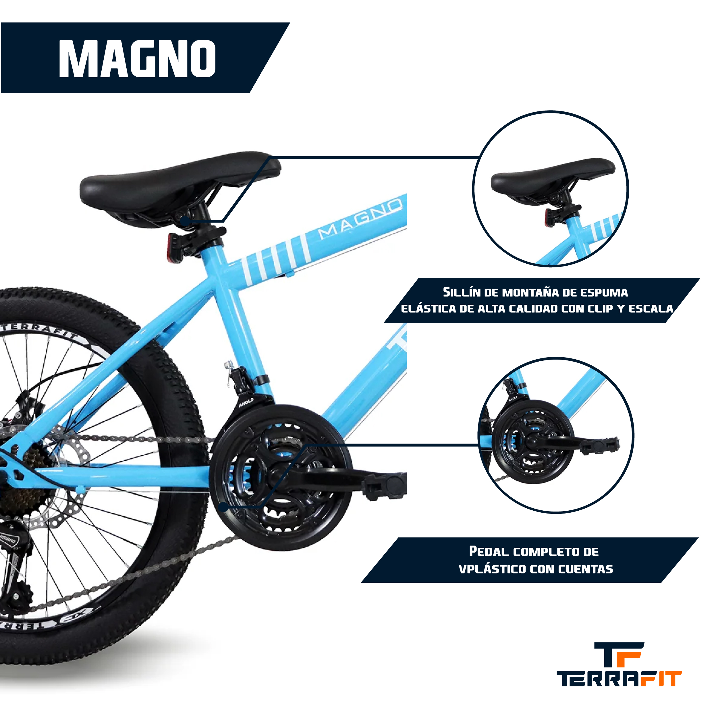 Foto 4 pulgar | Bicicleta Infantil Terrafit Magno R20 Acero Inoxidable 21V color Azul