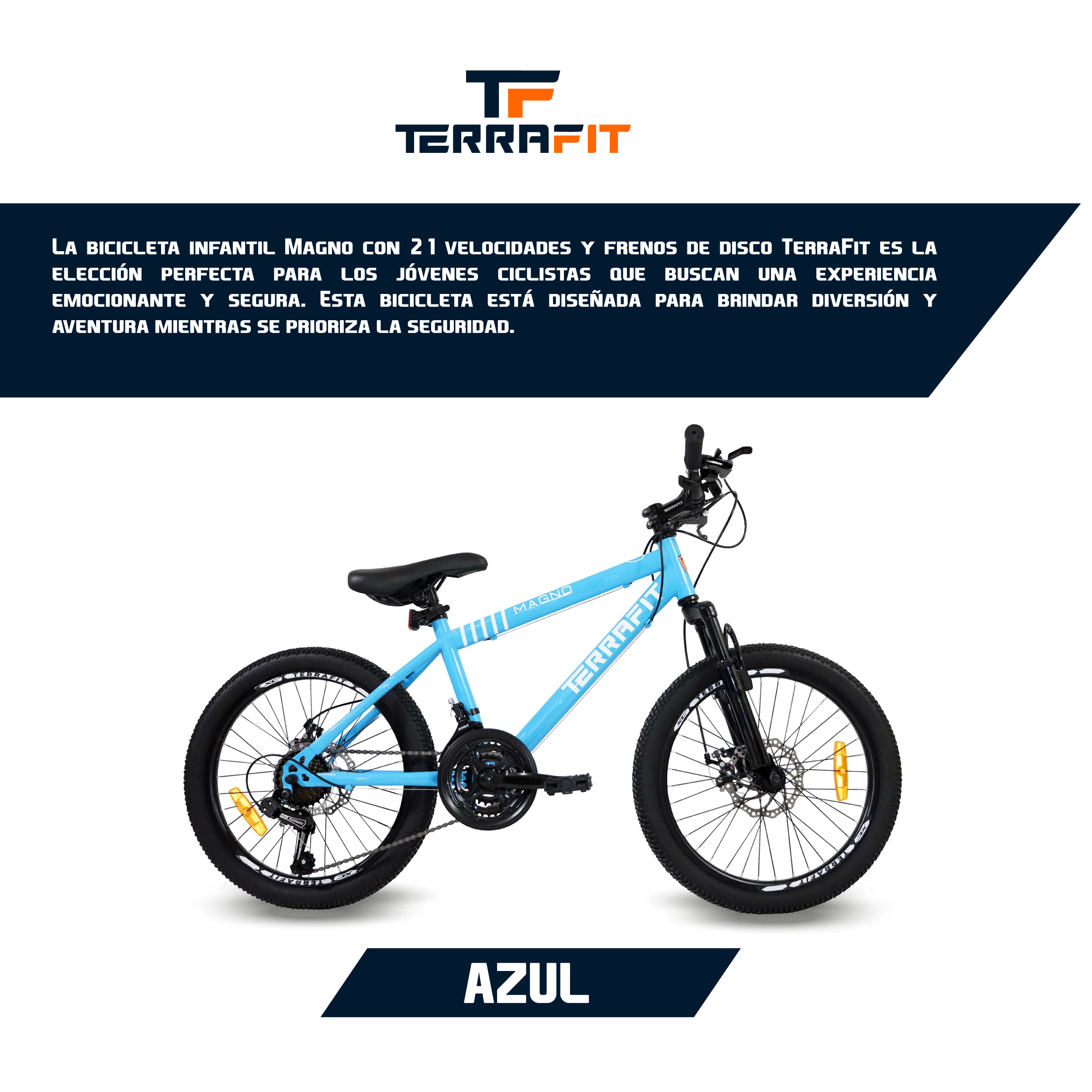 Foto 7 pulgar | Bicicleta Infantil Terrafit Magno R20 Acero Inoxidable 21V color Azul