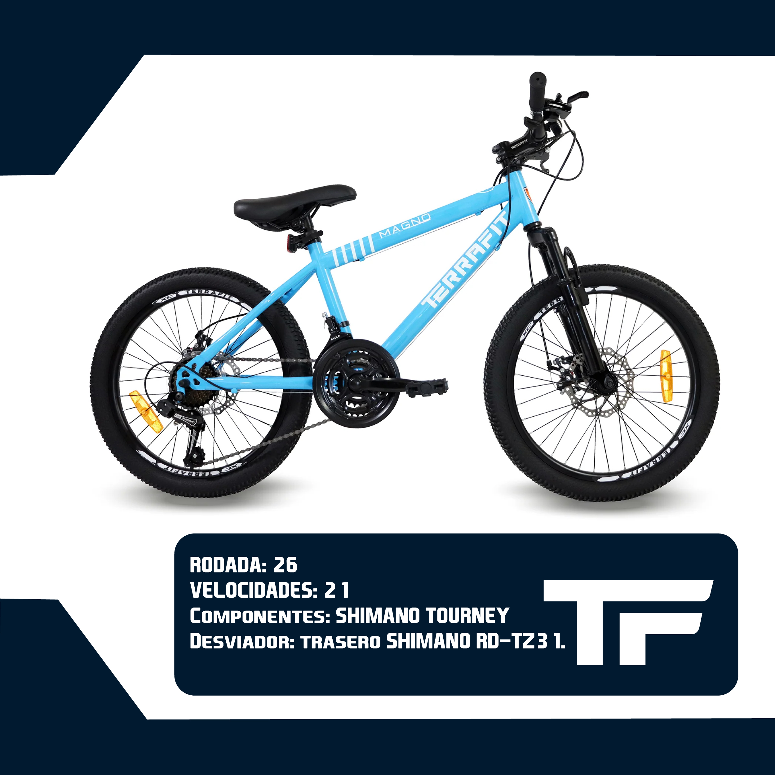 Foto 9 pulgar | Bicicleta Infantil Terrafit Magno R20 Acero Inoxidable 21V color Azul