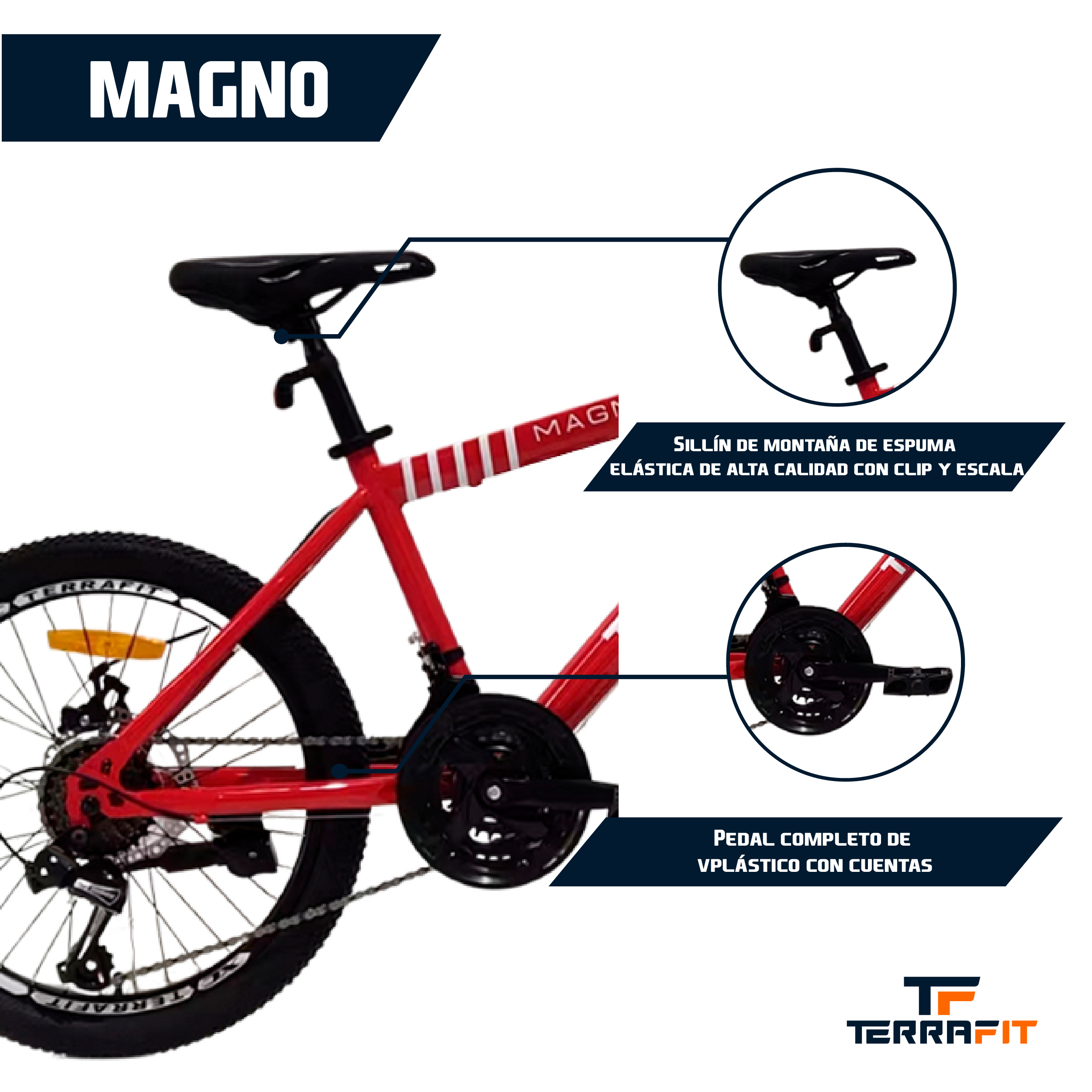 Foto 4 pulgar | Bicicleta Infantil Terrafit Magno R20 Acero Inoxidable 21V color Rojo