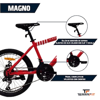 Foto 3 | Bicicleta Infantil Terrafit Magno R20 Acero Inoxidable 21V color Rojo