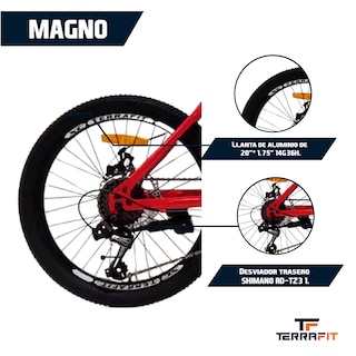 Foto 4 | Bicicleta Infantil Terrafit Magno R20 Acero Inoxidable 21V color Rojo