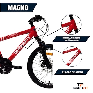 Foto 5 | Bicicleta Infantil Terrafit Magno R20 Acero Inoxidable 21V color Rojo