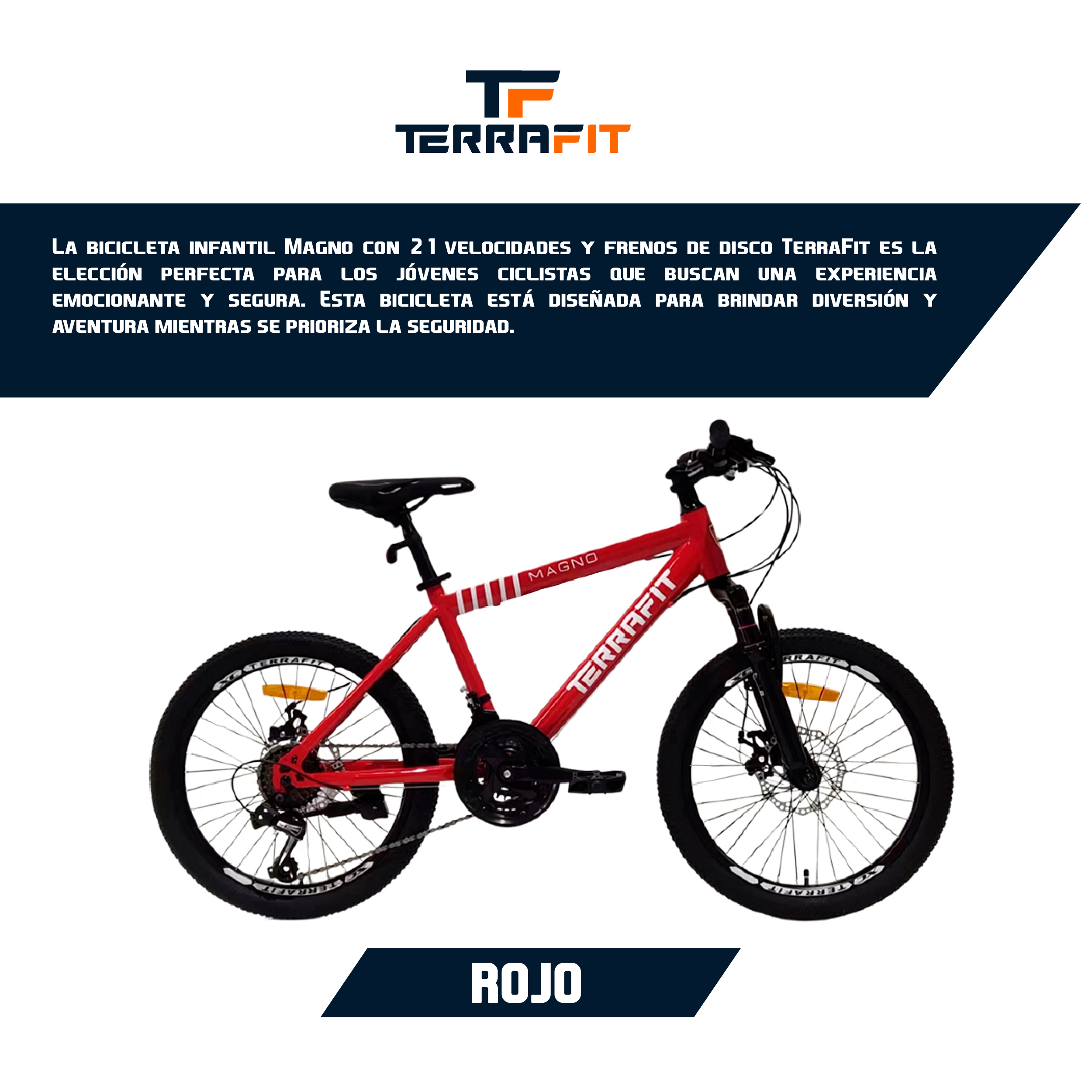 Foto 7 pulgar | Bicicleta Infantil Terrafit Magno R20 Acero Inoxidable 21V color Rojo