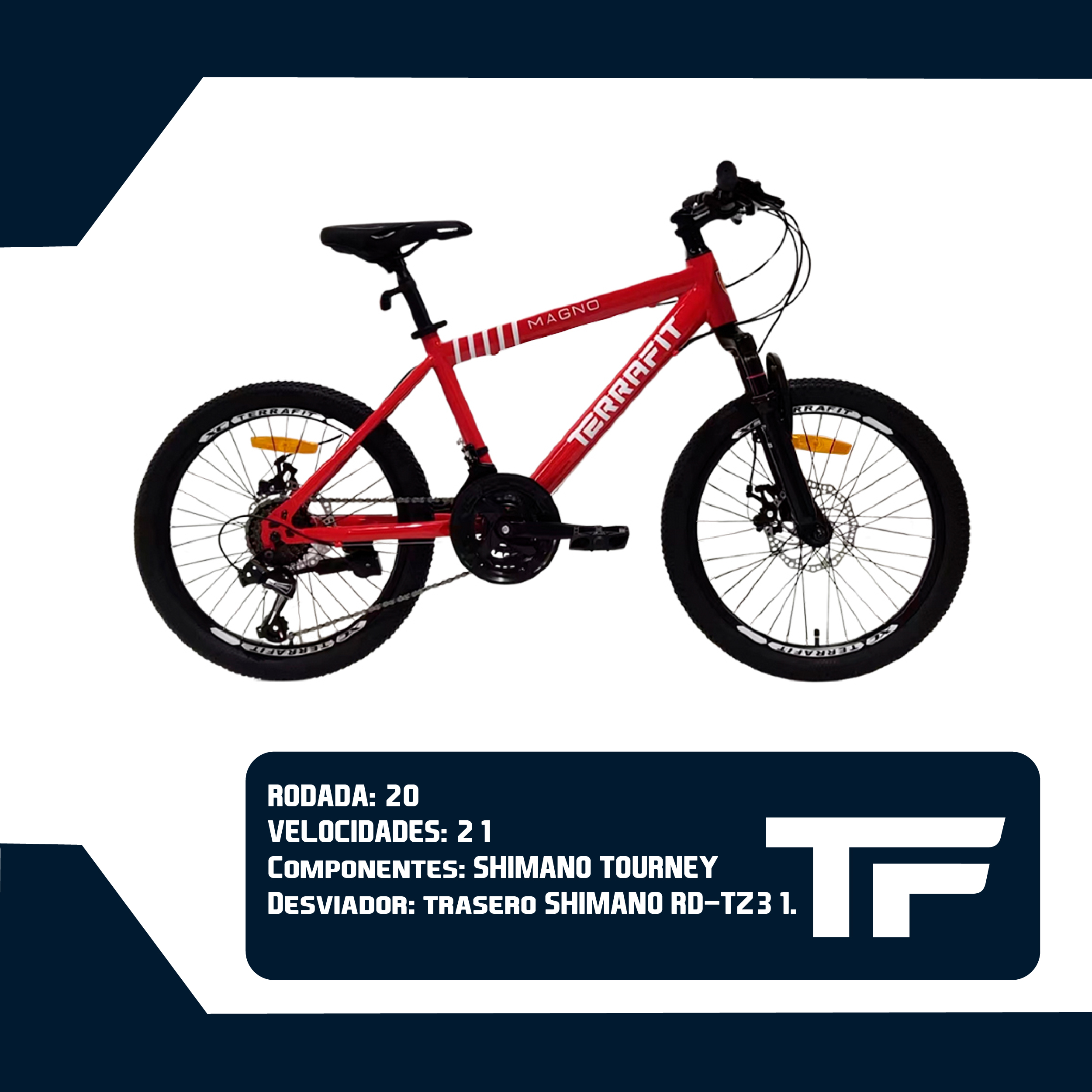 Foto 9 pulgar | Bicicleta Infantil Terrafit Magno R20 Acero Inoxidable 21V color Rojo