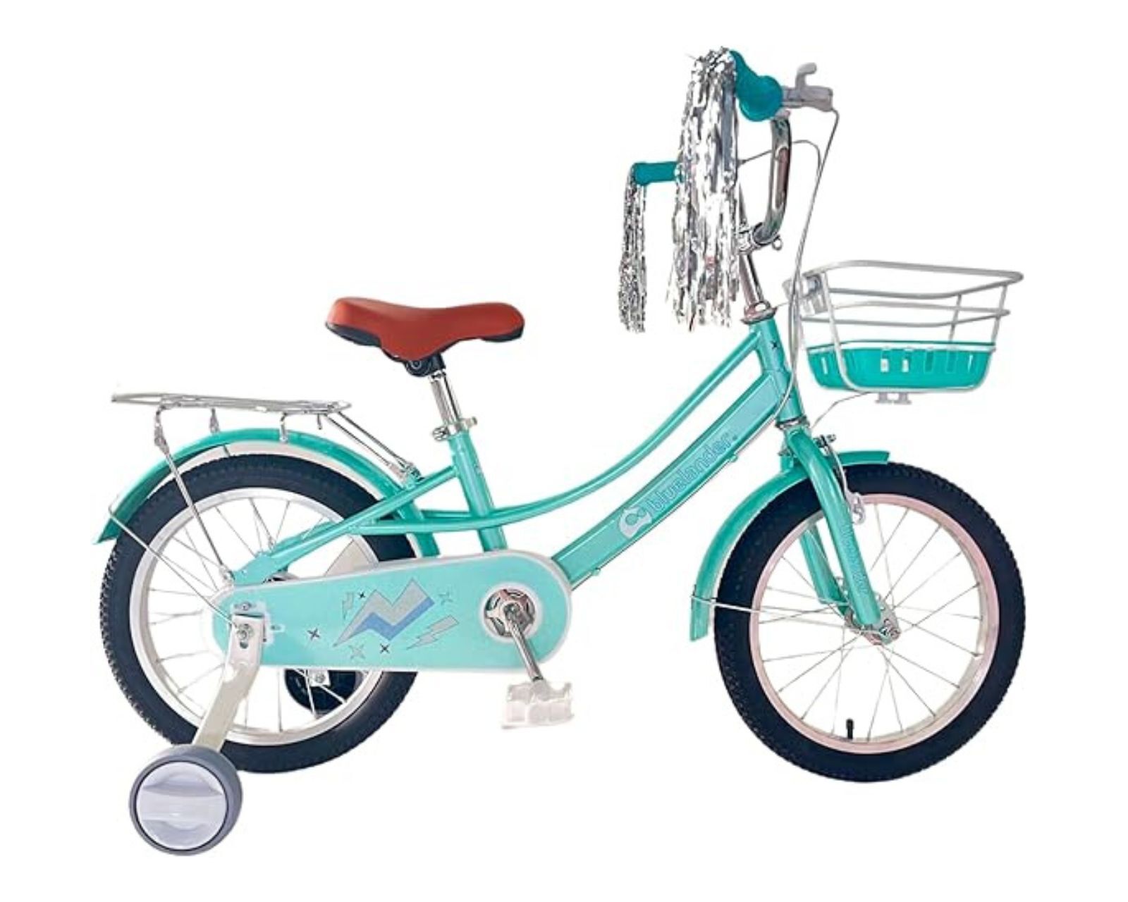 Bicicleta Infantil para Niña Bluelander BICI-0014 Azul Rodada 16 con Ruedas de Entrenamiento y Canastilla