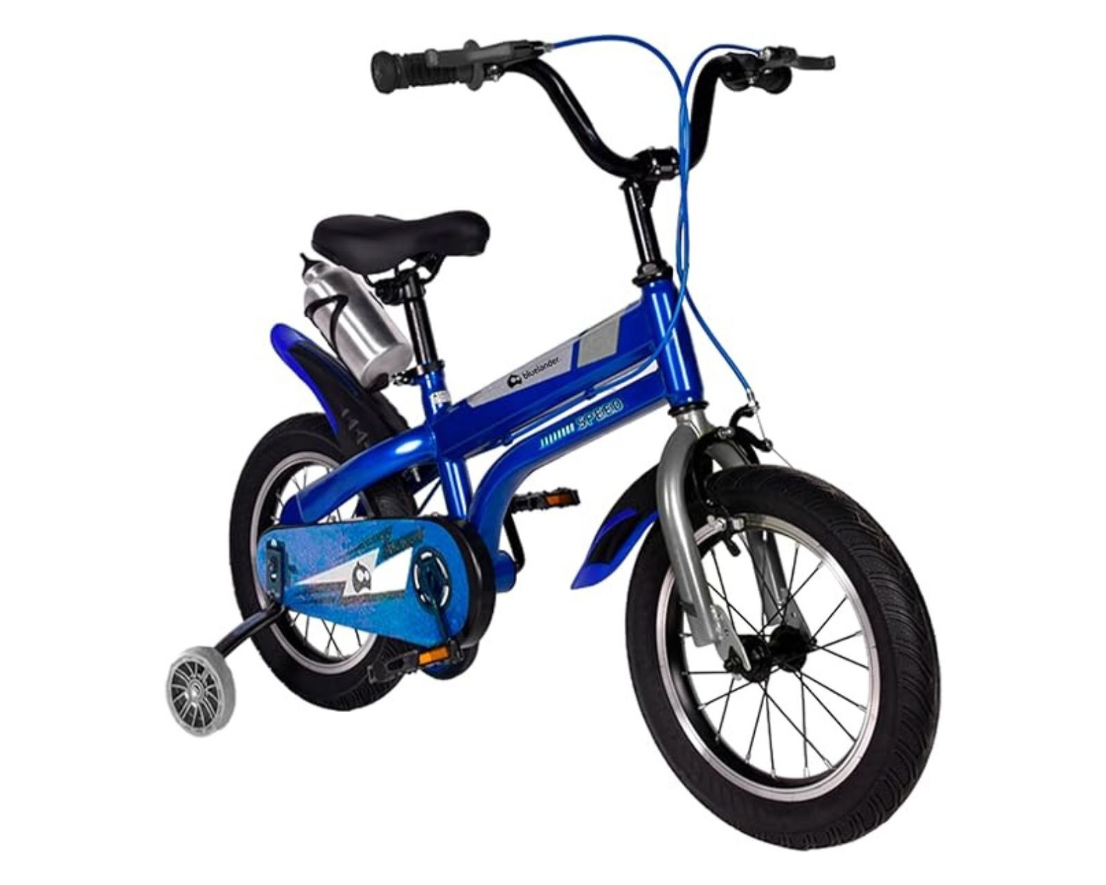 Bicicleta Infantil para Niño Bluelander BICI-0012 Azul Rodada 16 con Ruedas de Entrenamiento y Canastilla