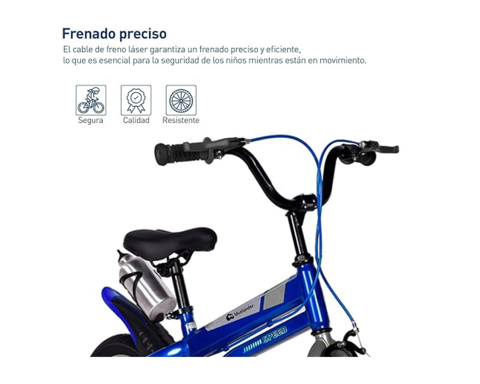 Foto 2 | Bicicleta Infantil para Niño Bluelander BICI-0012 Azul Rodada 16 con Ruedas de Entrenamiento y Canastilla