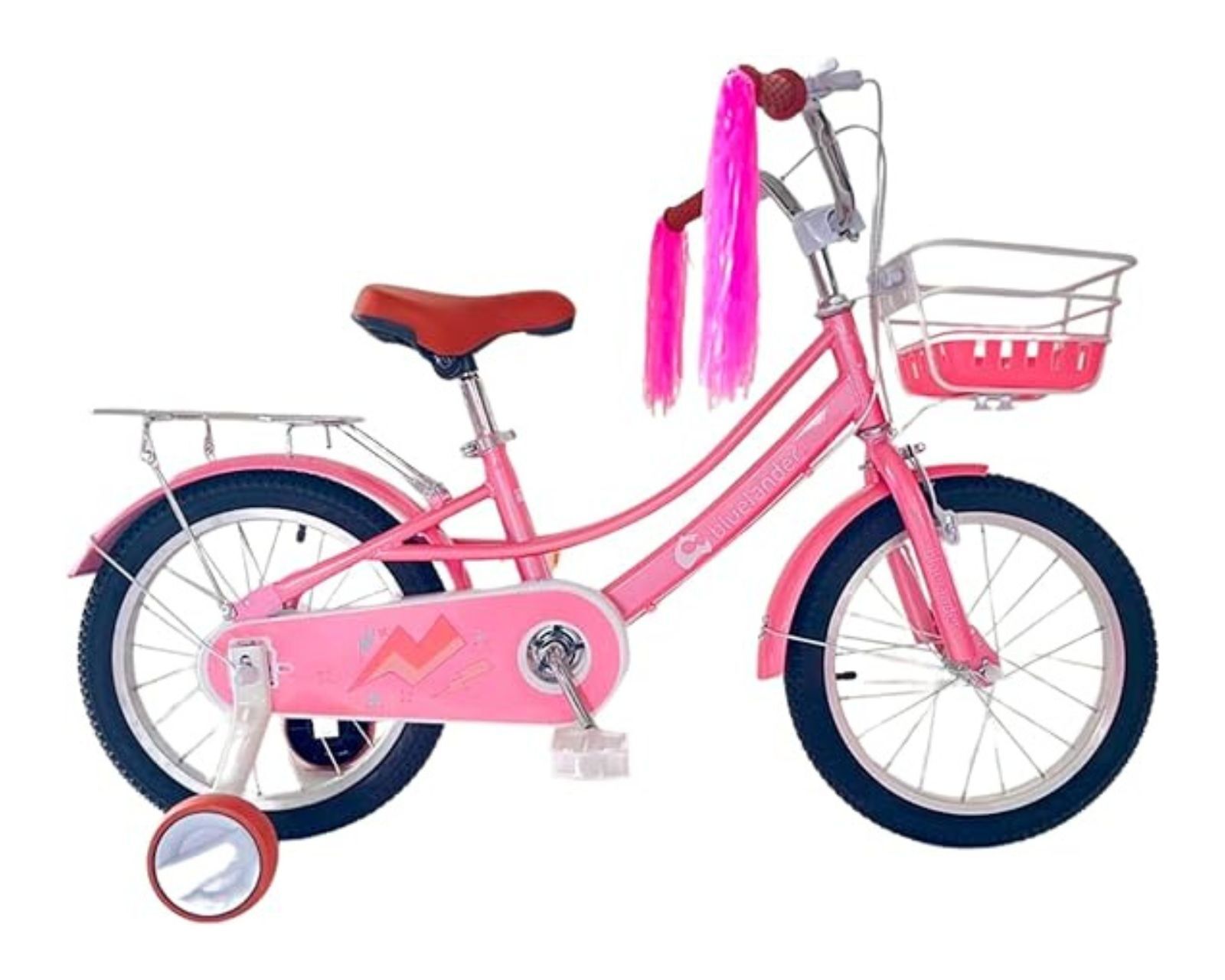 Foto 2 pulgar | Bicicleta Infantil Bluelander BICI-0013 Rosa Rodada 16 con Ruedas de Entrenamiento/ Canastilla/ Parrilla
