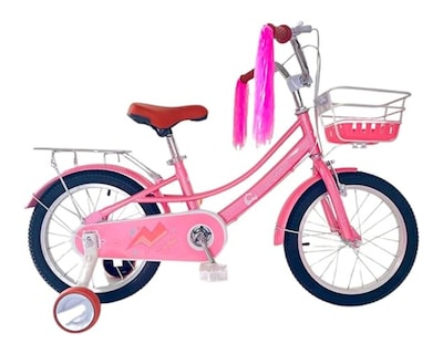 Foto 1 | Bicicleta Infantil Bluelander BICI-0013 Rosa Rodada 16 con Ruedas de Entrenamiento/ Canastilla/ Parrilla