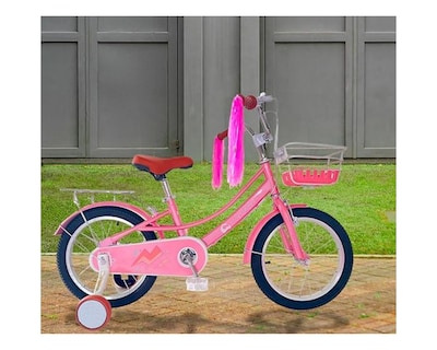 Foto 3 | Bicicleta Infantil Bluelander BICI-0013 Rosa Rodada 16 con Ruedas de Entrenamiento/ Canastilla/ Parrilla