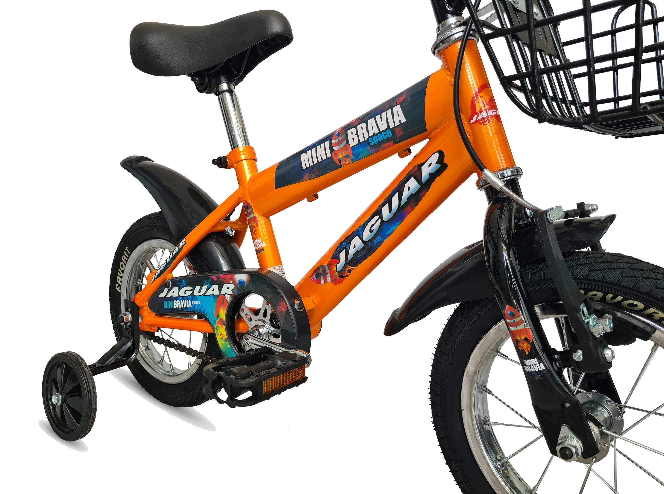 Foto 4 pulgar | Bicicleta Jaguar Minibravia Rodada 12 Naranja Llantas Inflables