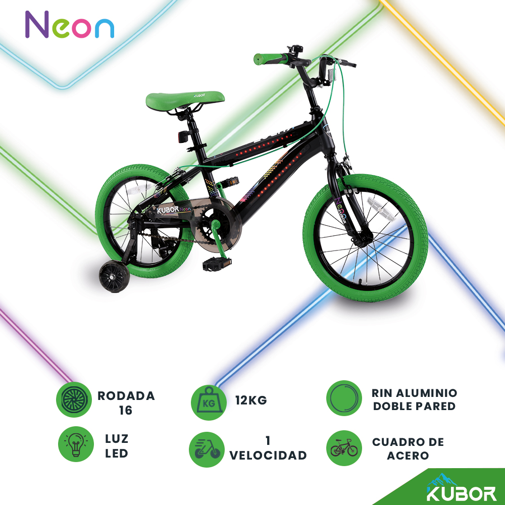 Foto 4 pulgar | Bicicleta para Niño Rodada 16 Kubor Verde