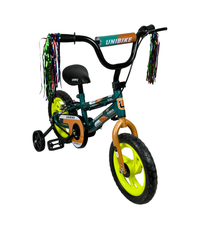 Foto 3 pulgar | Bicicleta Unibike para Niños Rodada 12 Verde con Ruedas de Entrenamiento