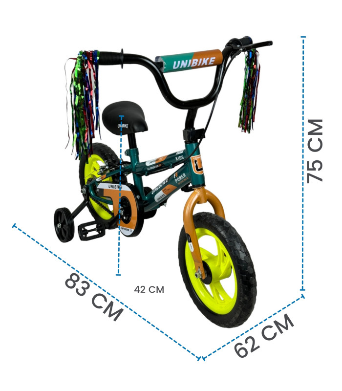 Foto 5 | Bicicleta Unibike para Niños Rodada 12 Verde con Ruedas de Entrenamiento