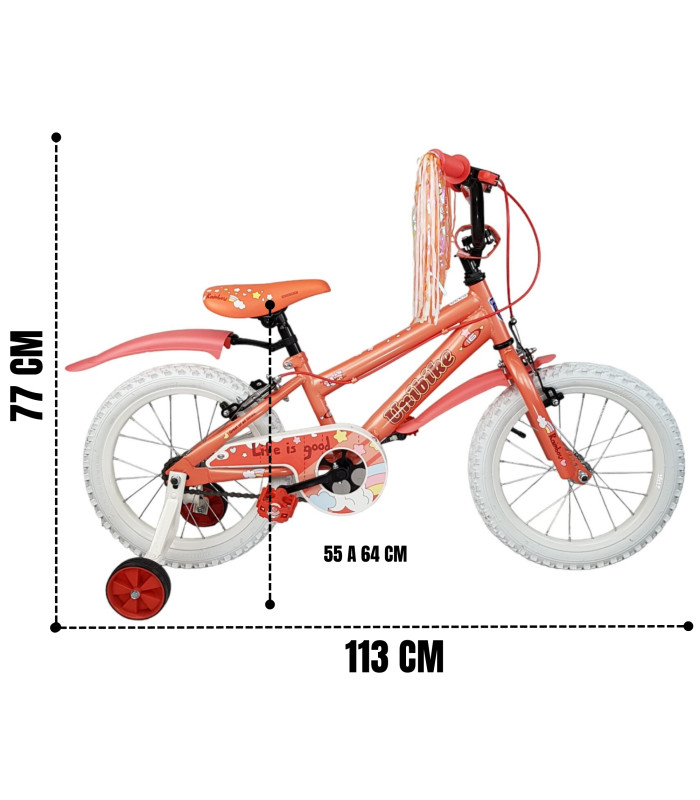 Foto 5 pulgar | Bicicleta R16 Llantas Aire y Entrenamiento Rainbow Naranja para Niñas