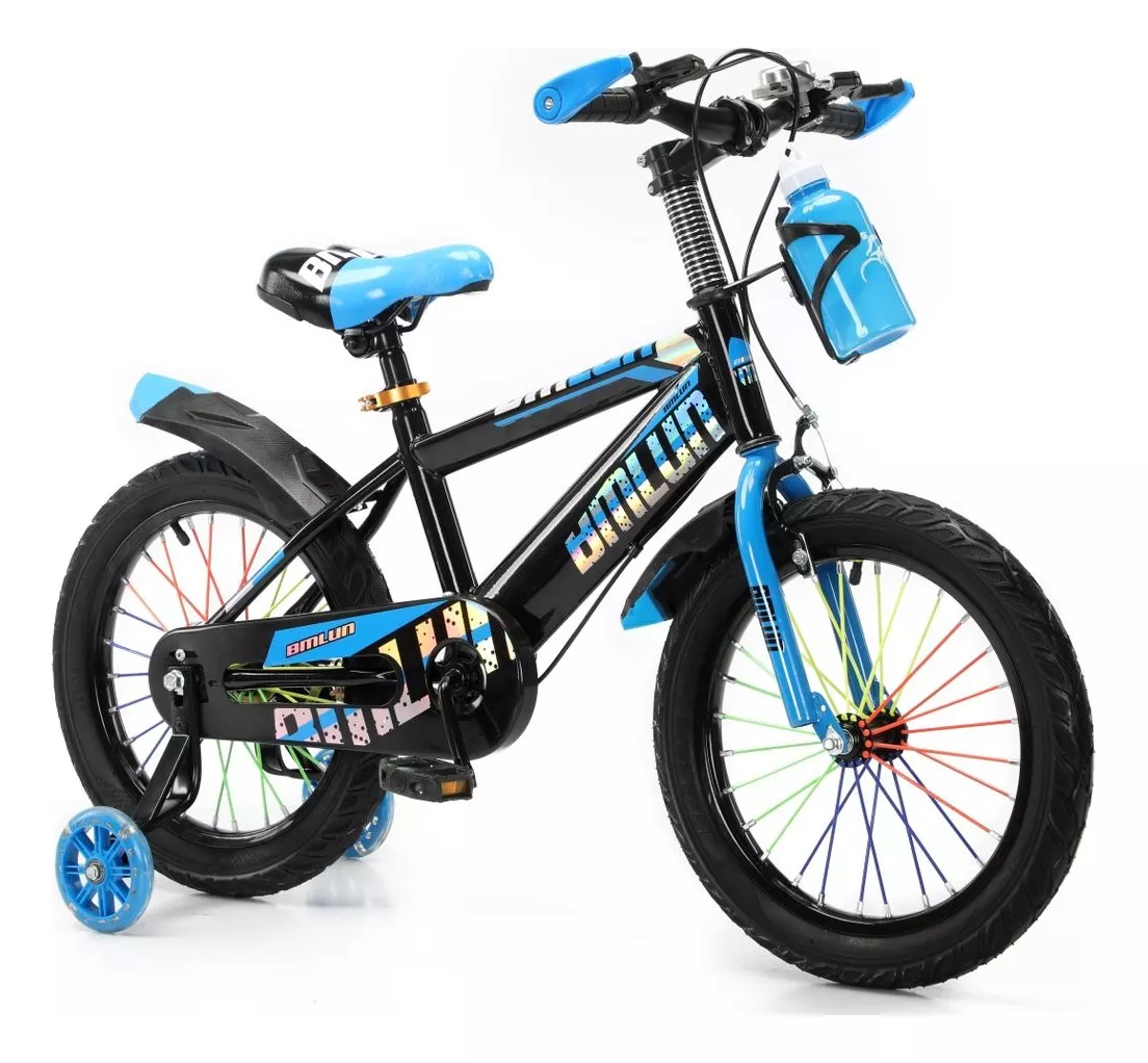 Foto 2 pulgar | Bicicleta Entrenadora Aeiou Qk-15 Azul con Portabotellas R16 para Niños