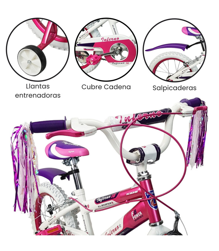 Foto 3 pulgar | Bicicleta R16 Llantas Aire y Entrenamiento Rosa para Niñas