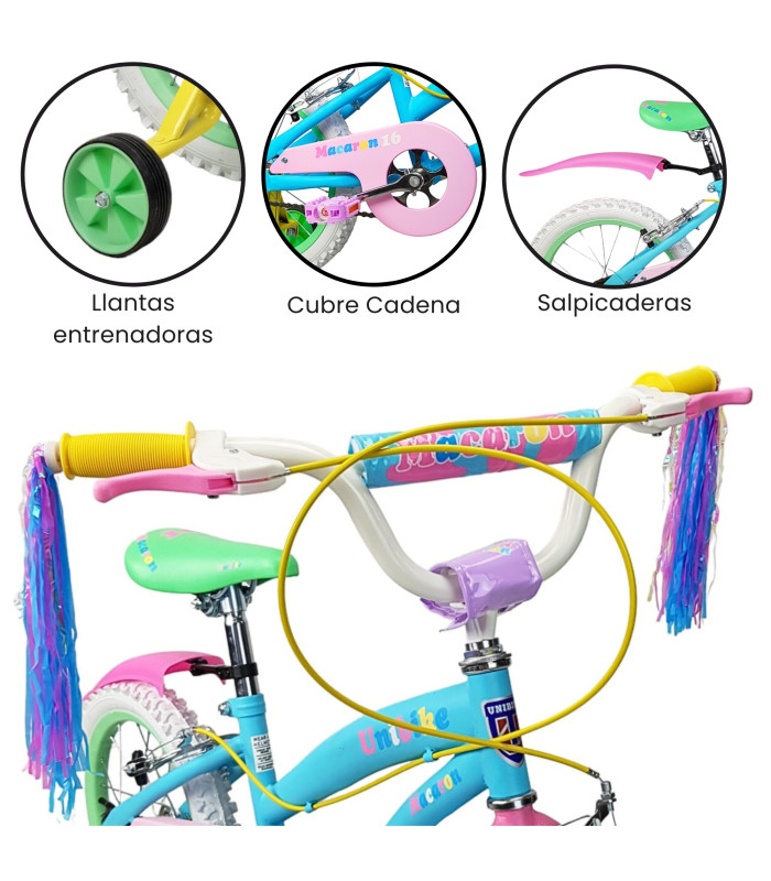 Foto 3 pulgar | Bicicleta R16 Llantas Aire y Entrenamiento Multicolor para Niñas