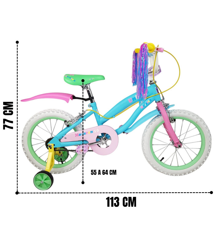 Foto 5 pulgar | Bicicleta R16 Llantas Aire y Entrenamiento Multicolor para Niñas