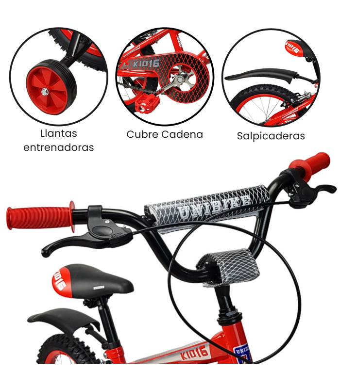 Foto 3 pulgar | Bicicleta R16 Llantas Aire y Entrenamiento Kids Rojo para Niños