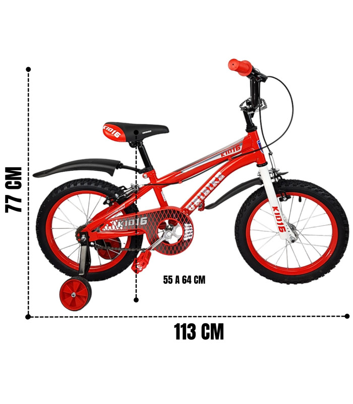 Foto 5 pulgar | Bicicleta R16 Llantas Aire y Entrenamiento Kids Rojo para Niños