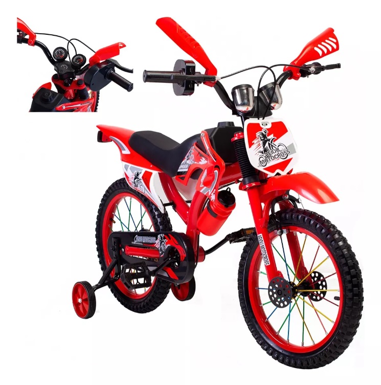 Foto 1 | Bicicleta Entrenadora para Niños AEIOU Moto Cross Rodado 12 Roja
