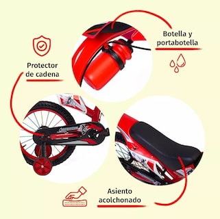 Foto 4 | Bicicleta Entrenadora para Niños AEIOU Moto Cross Rodado 12 Roja