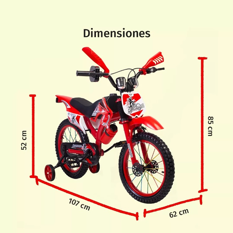 Foto 6 | Bicicleta Entrenadora para Niños AEIOU Moto Cross Rodado 12 Roja