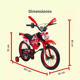 Foto 6 | Bicicleta Entrenadora para Niños AEIOU Moto Cross Rodado 12 Roja