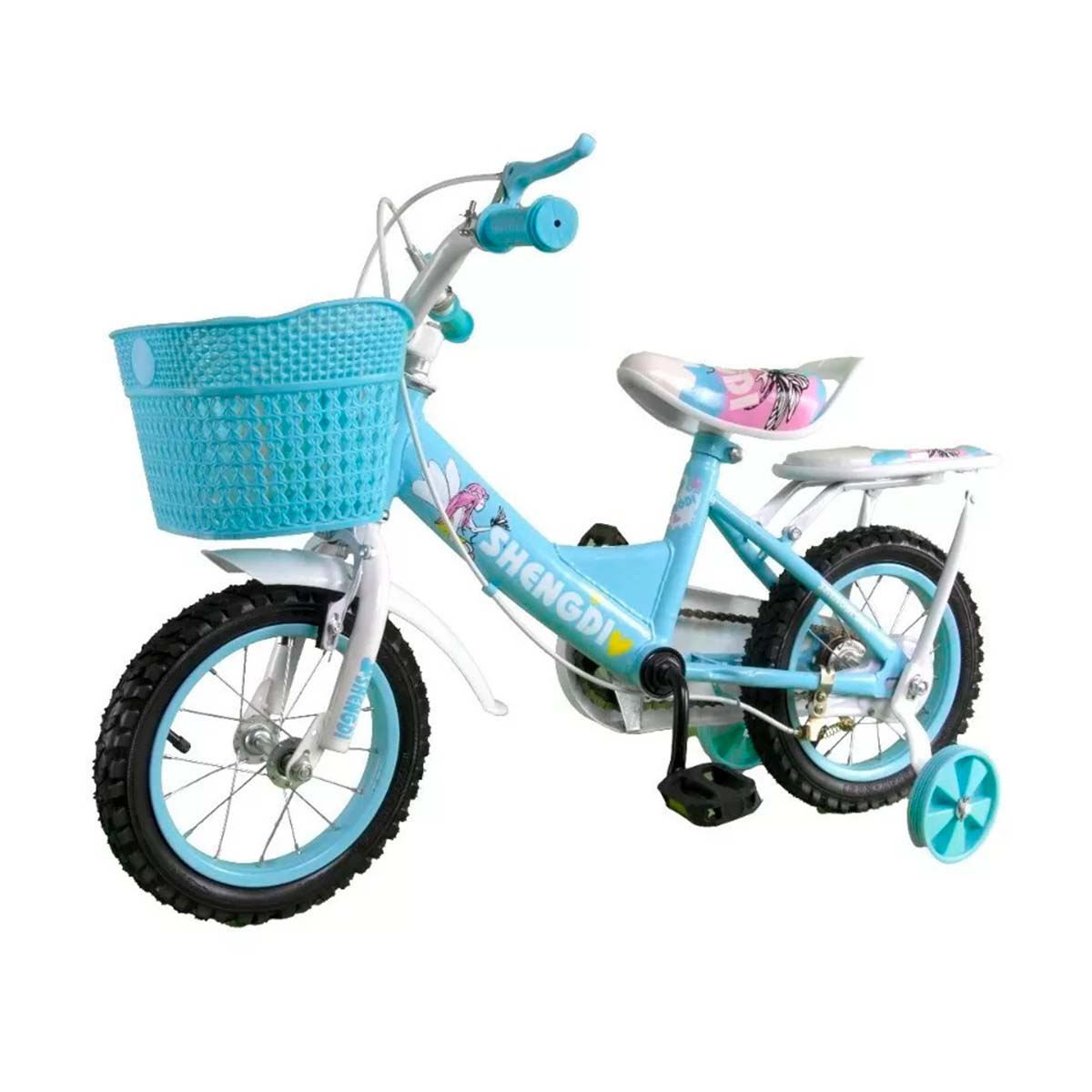 Bicicleta Infantil Azul R12 Con Cansta Y Ruedas Entrenadoras 2-4 Años