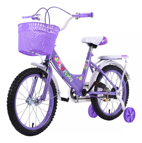 Foto 2 pulgar | Bicicleta Entrenadora De Niña Aeiou Yn-003 R12 Parrilla Morado