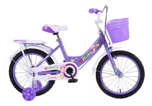 Foto 3 pulgar | Bicicleta Entrenadora De Niña Aeiou Yn-003 R12 Parrilla Morado