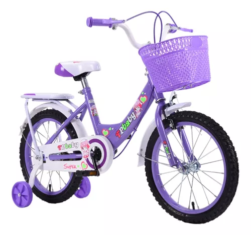 Foto 4 pulgar | Bicicleta Entrenadora De Niña Aeiou Yn-003 R12 Parrilla Morado
