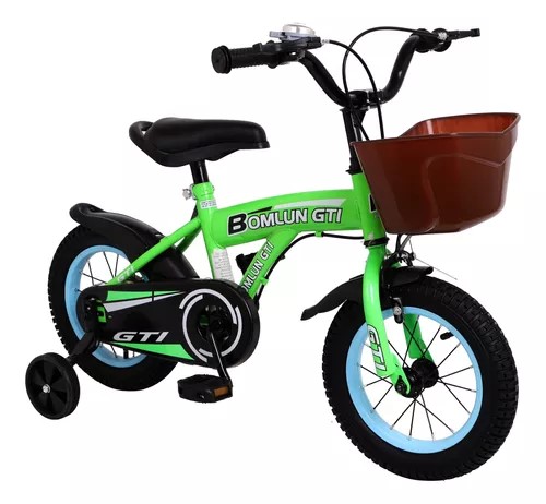 Bicicleta Entrenadora Para Niños Aeiou Qk-05 Campana R20 Verde