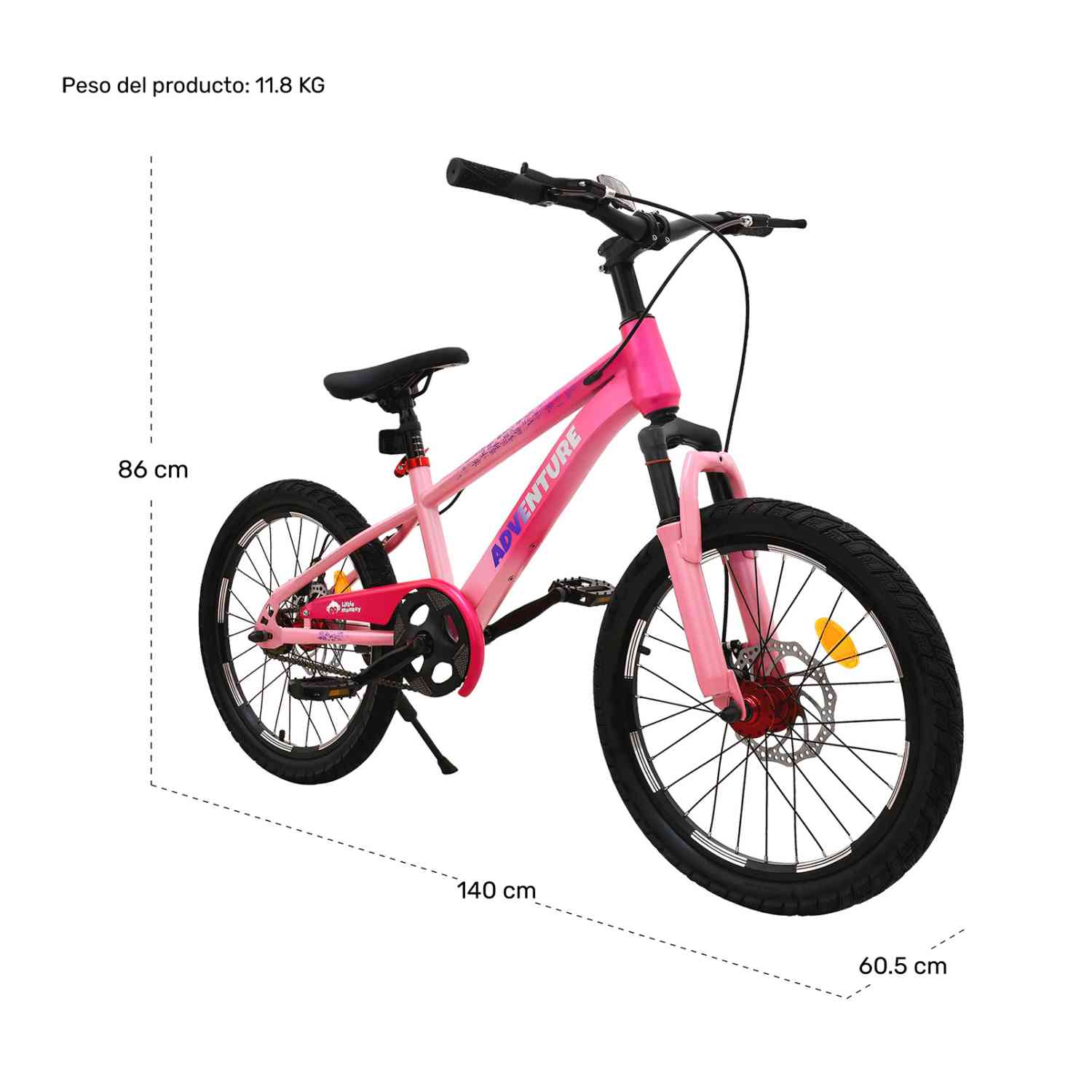 Foto 7 pulgar | Bicicleta Infantil Little Monkey 20" Rosa