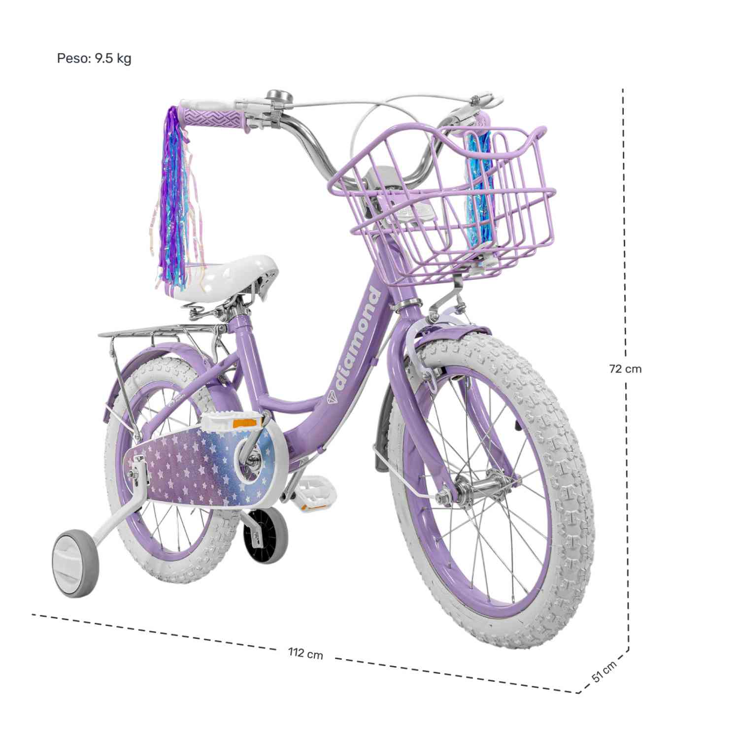 Foto 6 | Bicicleta Infantil Morada Niña Rodada 16 Con Canasta