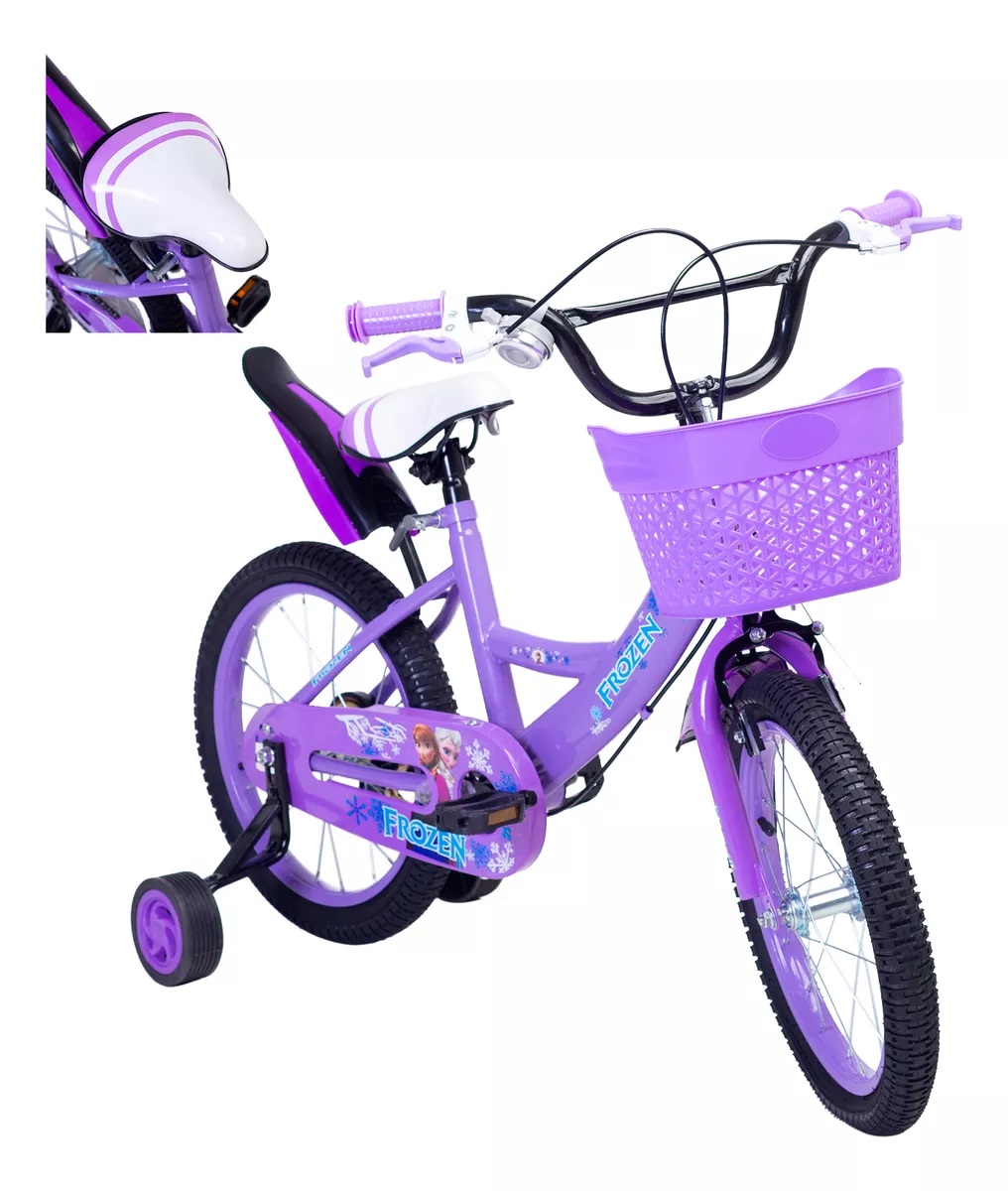 Foto 2 pulgar | Bicicleta Para Niños Aeiou Qk-13 Rodado 16 Con Canasta Morado