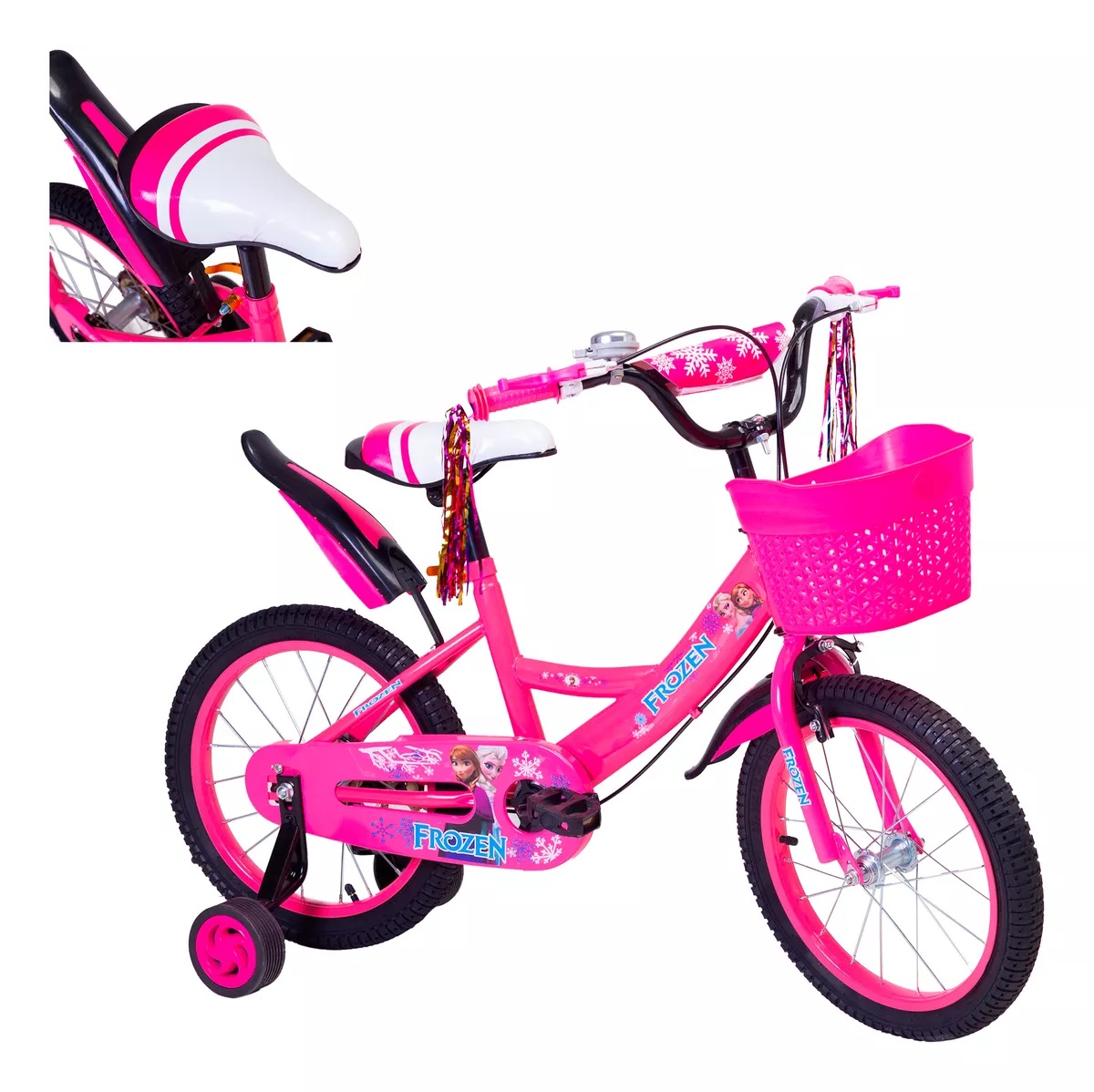 Foto 2 pulgar | Bicicleta Para Niños Aeiou Qk-13 Rodado 16 Con Canasta Rosa