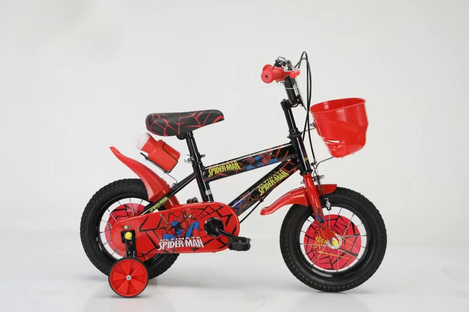 Foto 3 pulgar | Bicicleta Para Niños Aeiou Qk-12 R16 Canasta Y Portabotella Rojo Spiderman