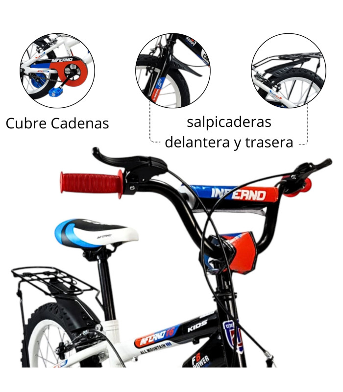 Foto 3 pulgar | Bicicleta Unibike  R16 con Parrilla Azul