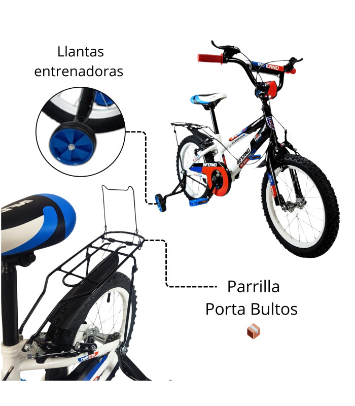 Foto 4 pulgar | Bicicleta Unibike  R16 con Parrilla Azul