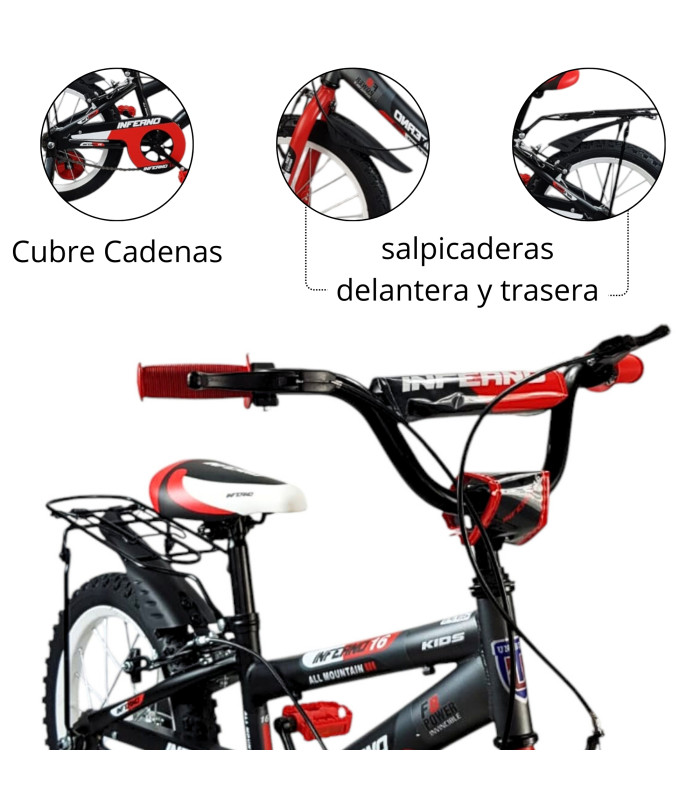 Foto 3 pulgar | Bicicleta Unibike R16 con Parrilla Negra