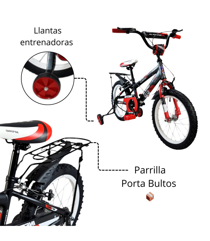 Foto 4 pulgar | Bicicleta Unibike R16 con Parrilla Negra